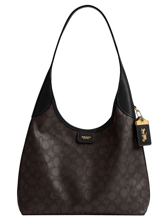 Coach Handbags - Coach Brown Signature Brooklyn 28 Shoulder Bag with Black Trim and Gold - New